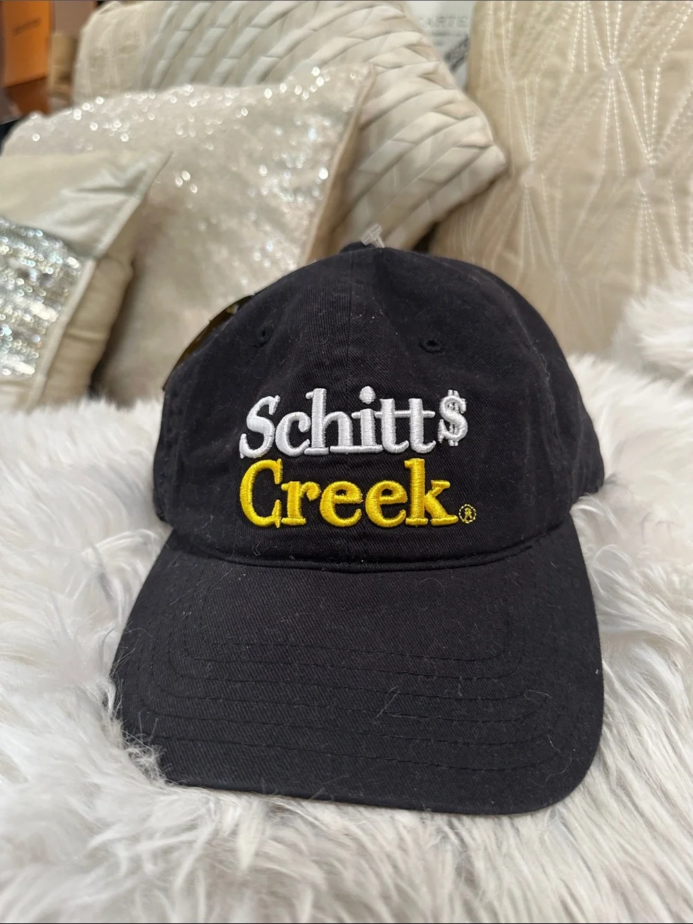 Black Baseball Cap with Yellow Embroidery